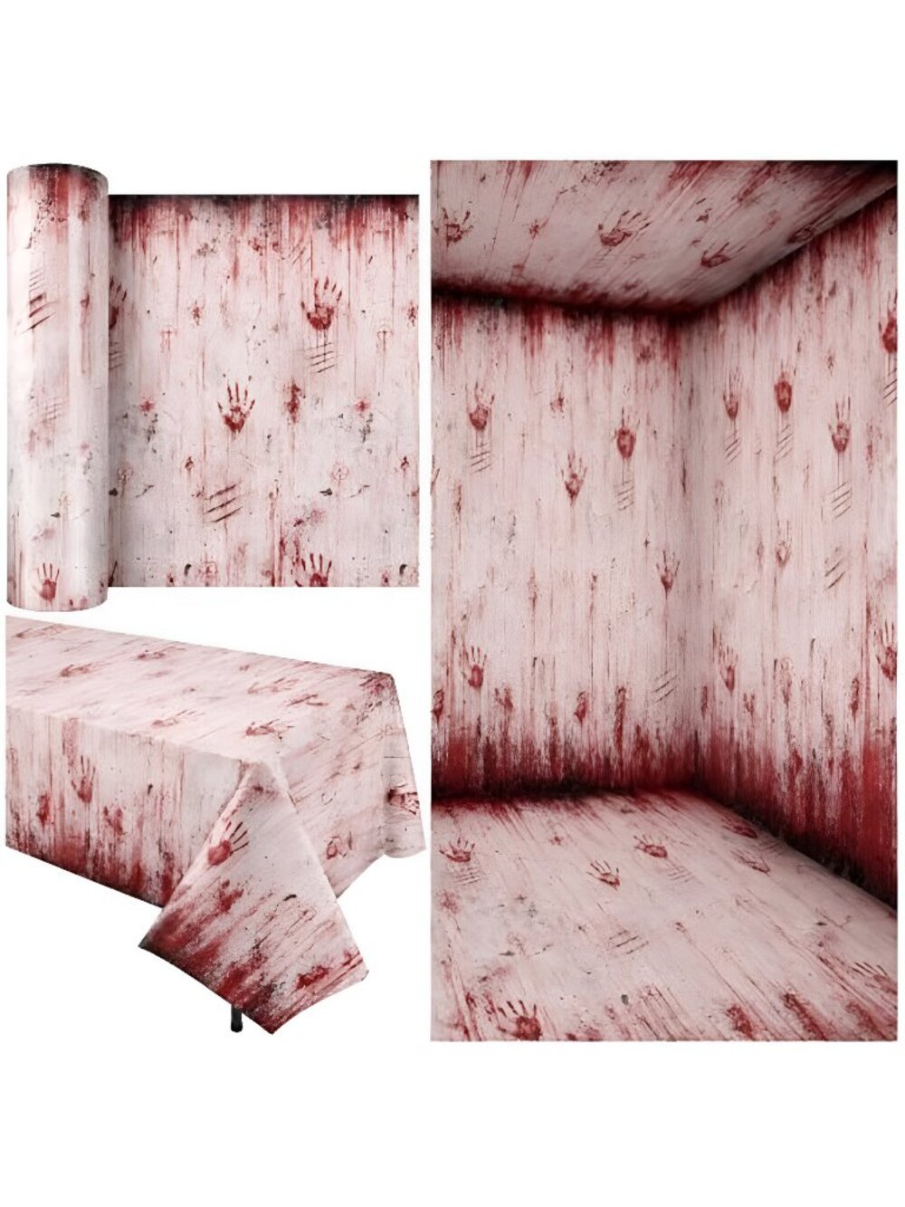 54 in x 100 Ft Bloody Print Halloween Tablecloth Roll Scary Party Decor